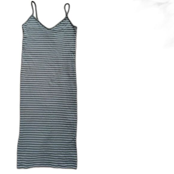 Forever 21 Dress Women Large Green Nautical Striped Sleeveless Strappy Stretch - Picture 1 of 4